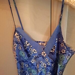 Adonna silky nightdress - BLUE flowers
